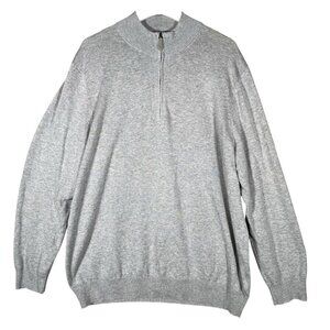 Vineyard Vines Sweater Mens XL Thaxter Cashmere Blend 1/4 Zip Pullover Gray